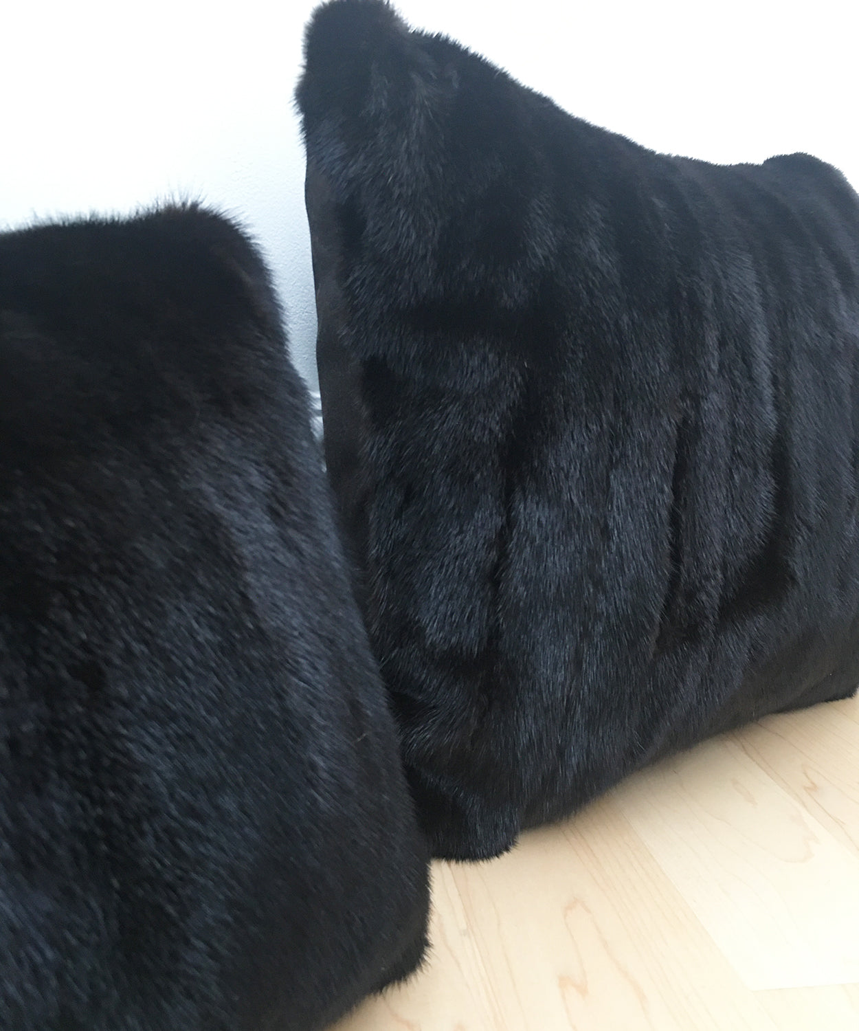 Black Mink Fur Accent Pillows - 13x18" and 17x20"