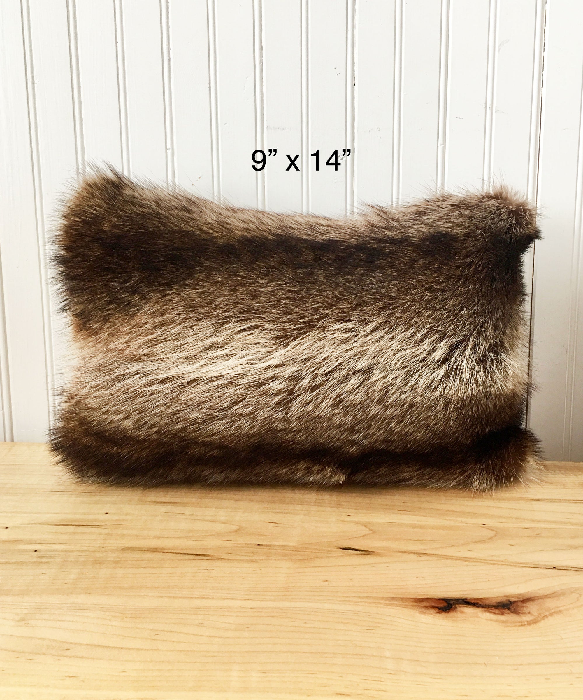 Raccoon Fur Accent Pillows, 11" x 17" and 9" x 14"