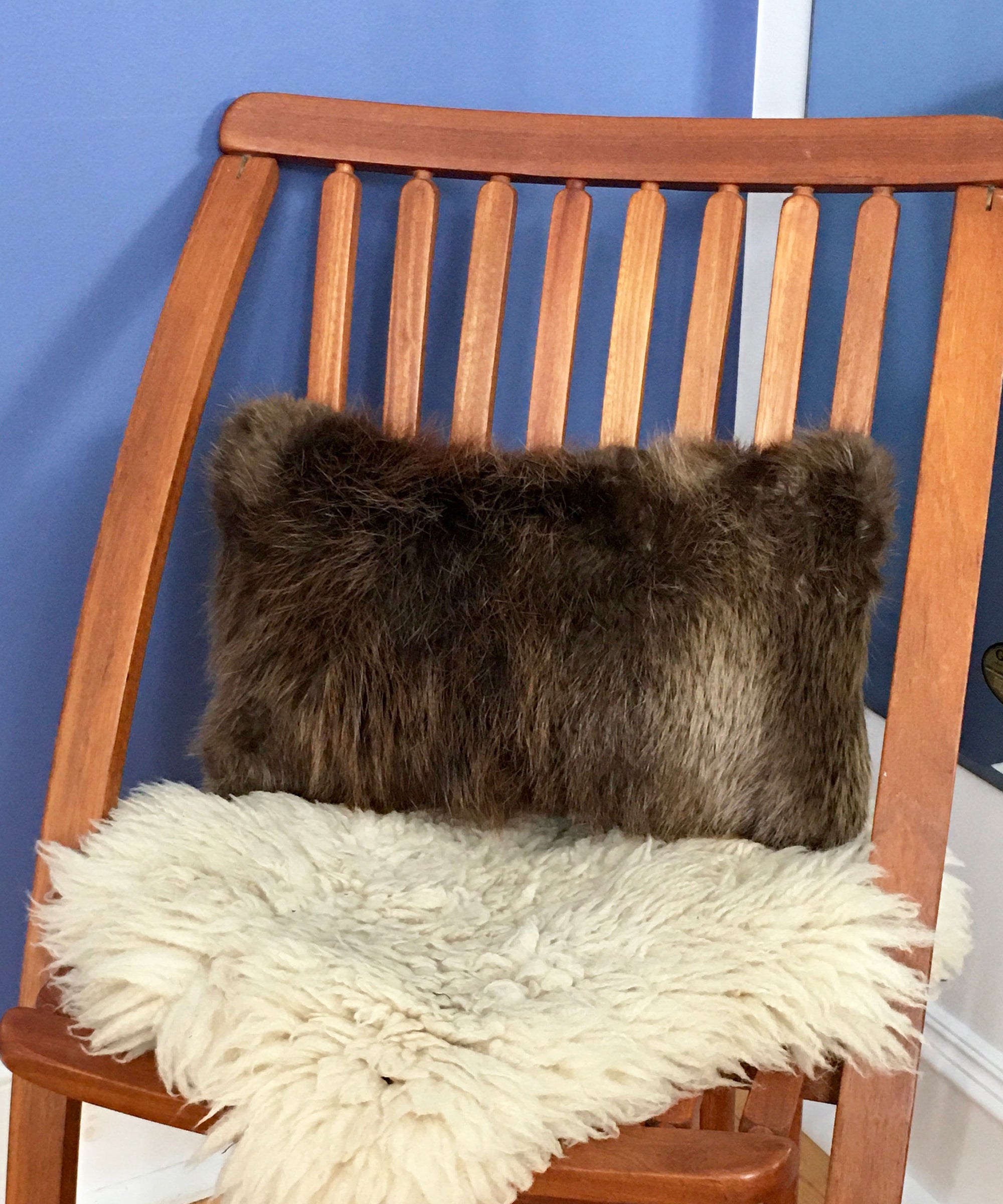 Beaver Fur Accent Pillows, 11" x 17"