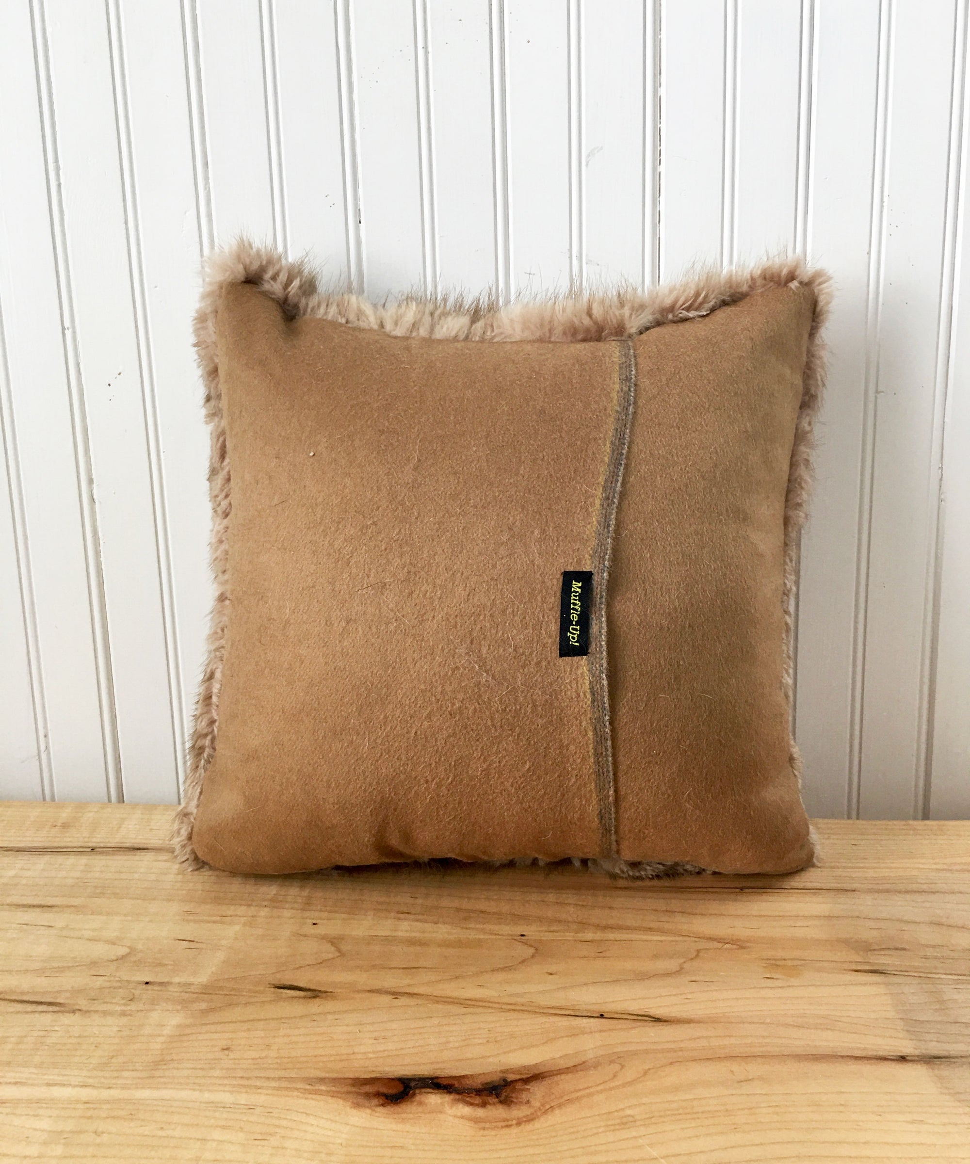 Square Fur Accent Pillows, 14" x 14", Golden Muskrat