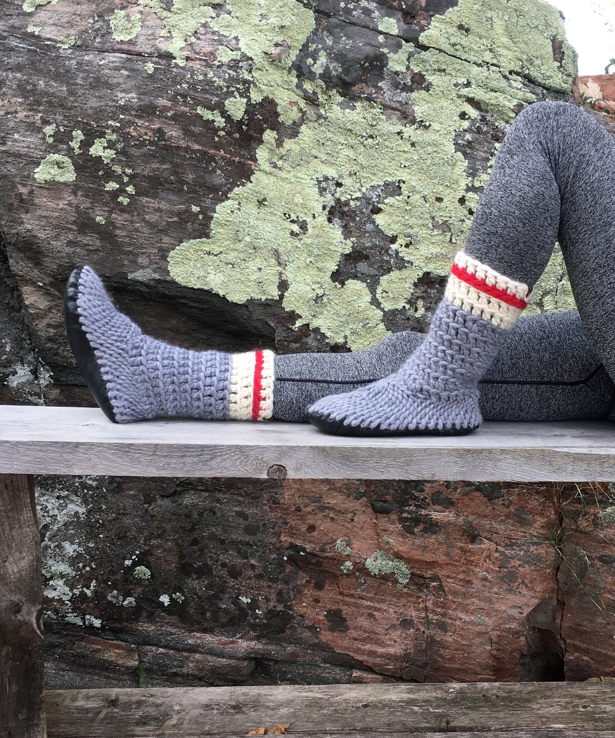 Merino Wool Crochet Slippers for Women, Durable Slippers with Leather Soles, Handmade in Canada