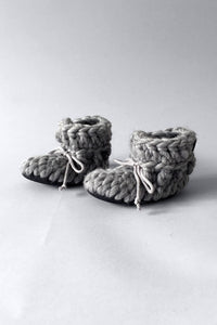 knitted kids boots solid grey handmade recycled