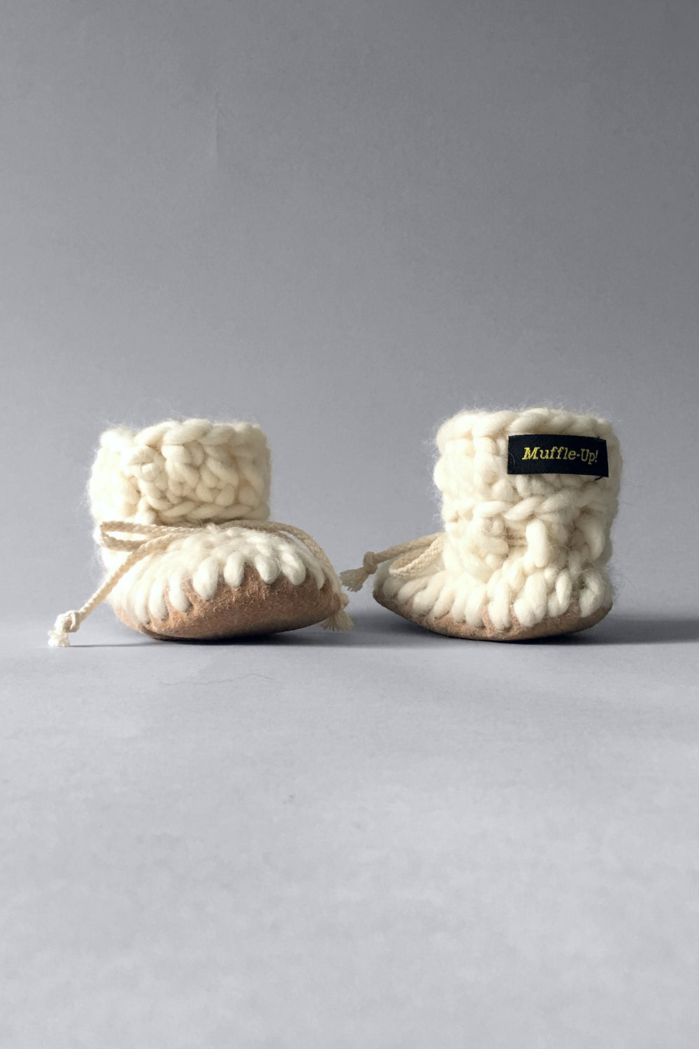 knitted kids slippers ivory handmade upcycled
