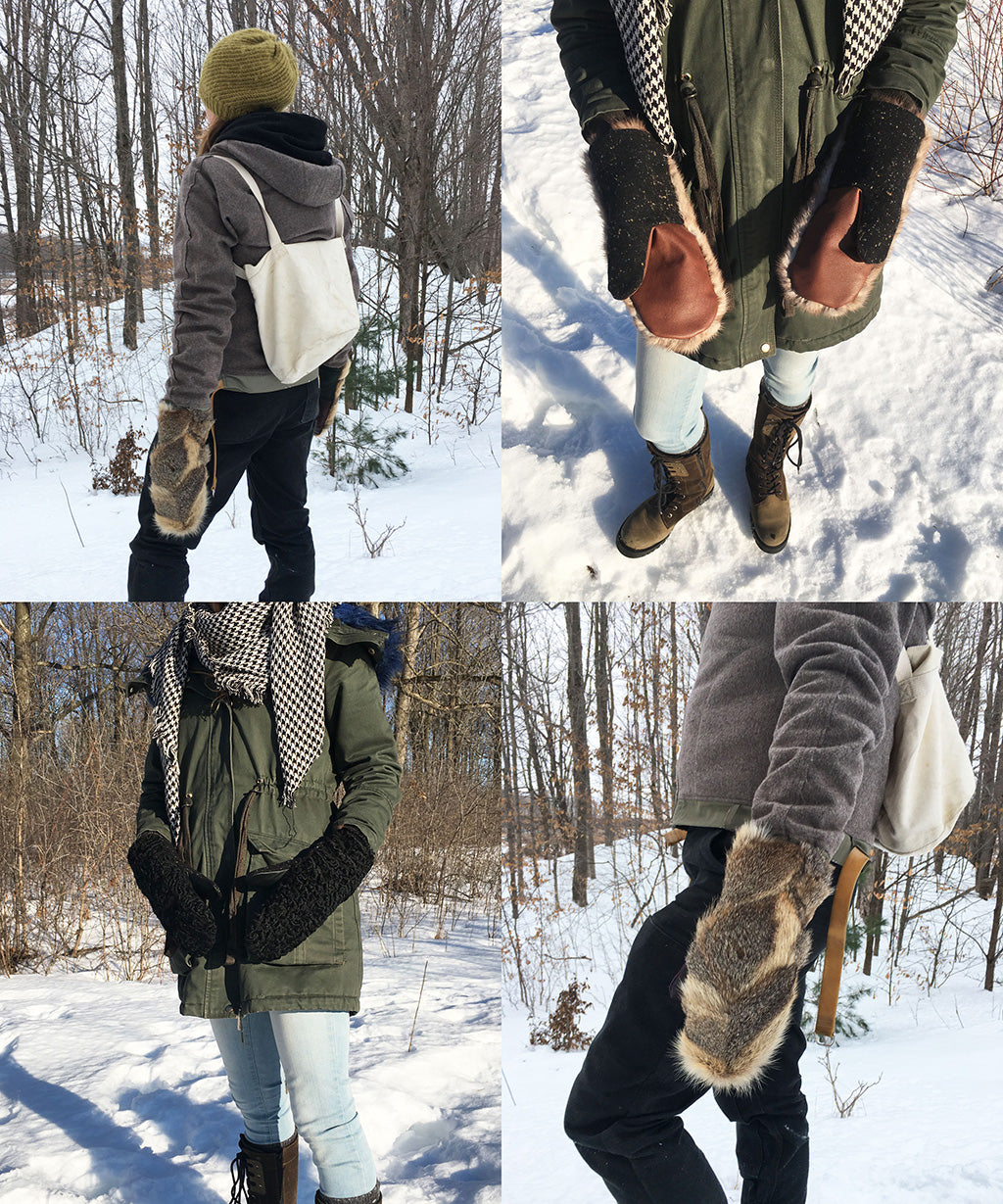Real Fur Mittens.  fur  mittens with fur lining. Mittens for people with raynauds. warmest mittens made in Canada