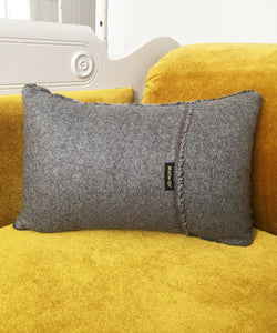 gray fur pillow made from vintage fur coats. fur upcycle idea, what should I do with my fur coat? Fur coat ideas. Made in Canada