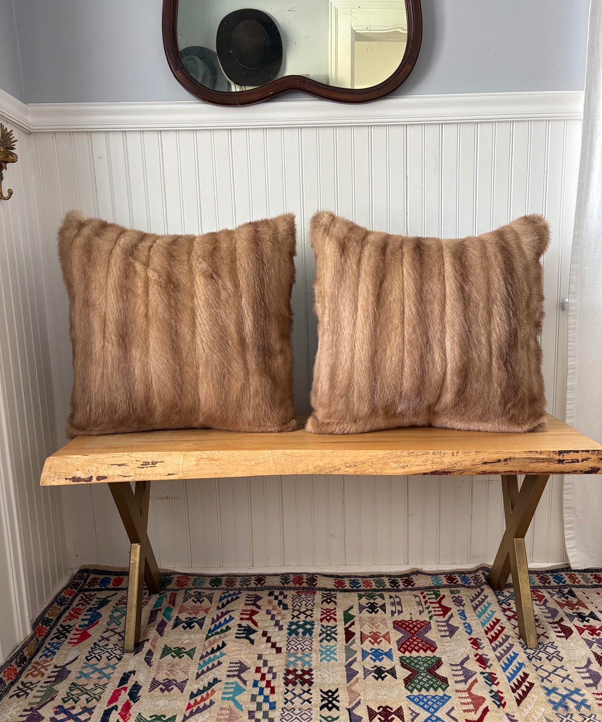 Reclaimed Autumn Haze Mink Fur Pillow 22 x 22"