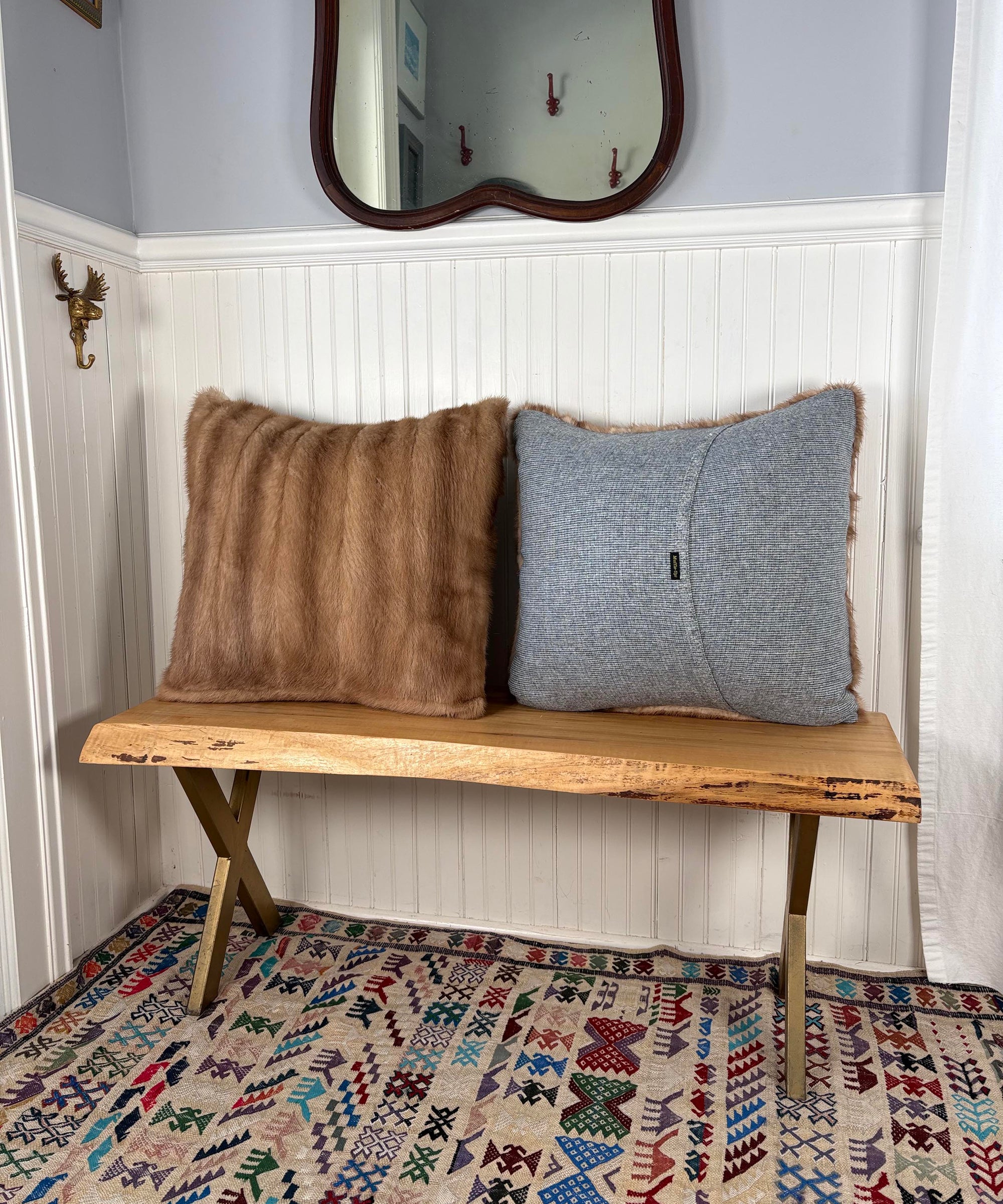 Reclaimed Autumn Haze Mink Fur Pillow 22 x 22"