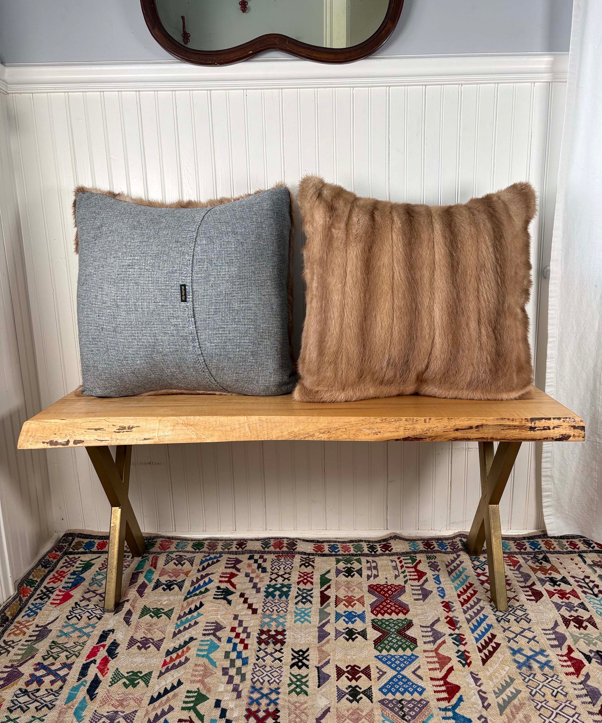 Reclaimed Autumn Haze Mink Fur Pillow 22 x 22"