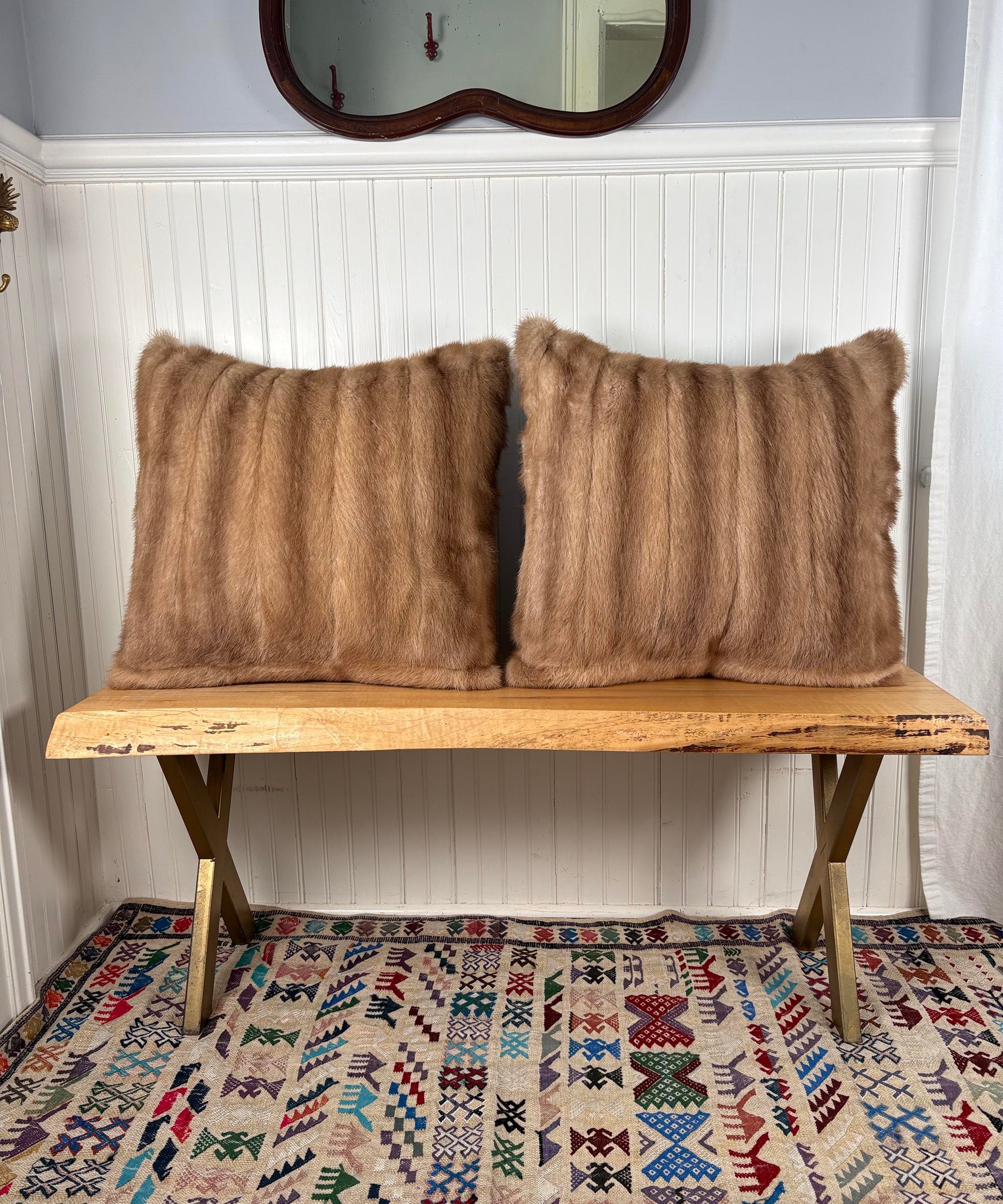 Reclaimed Autumn Haze Mink Fur Pillow 22 x 22"