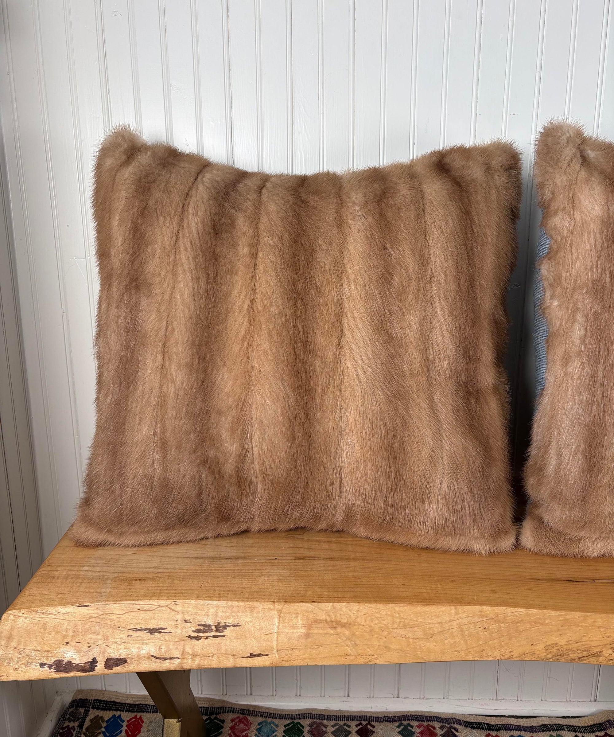 Reclaimed Autumn Haze Mink Fur Pillow 22 x 22"