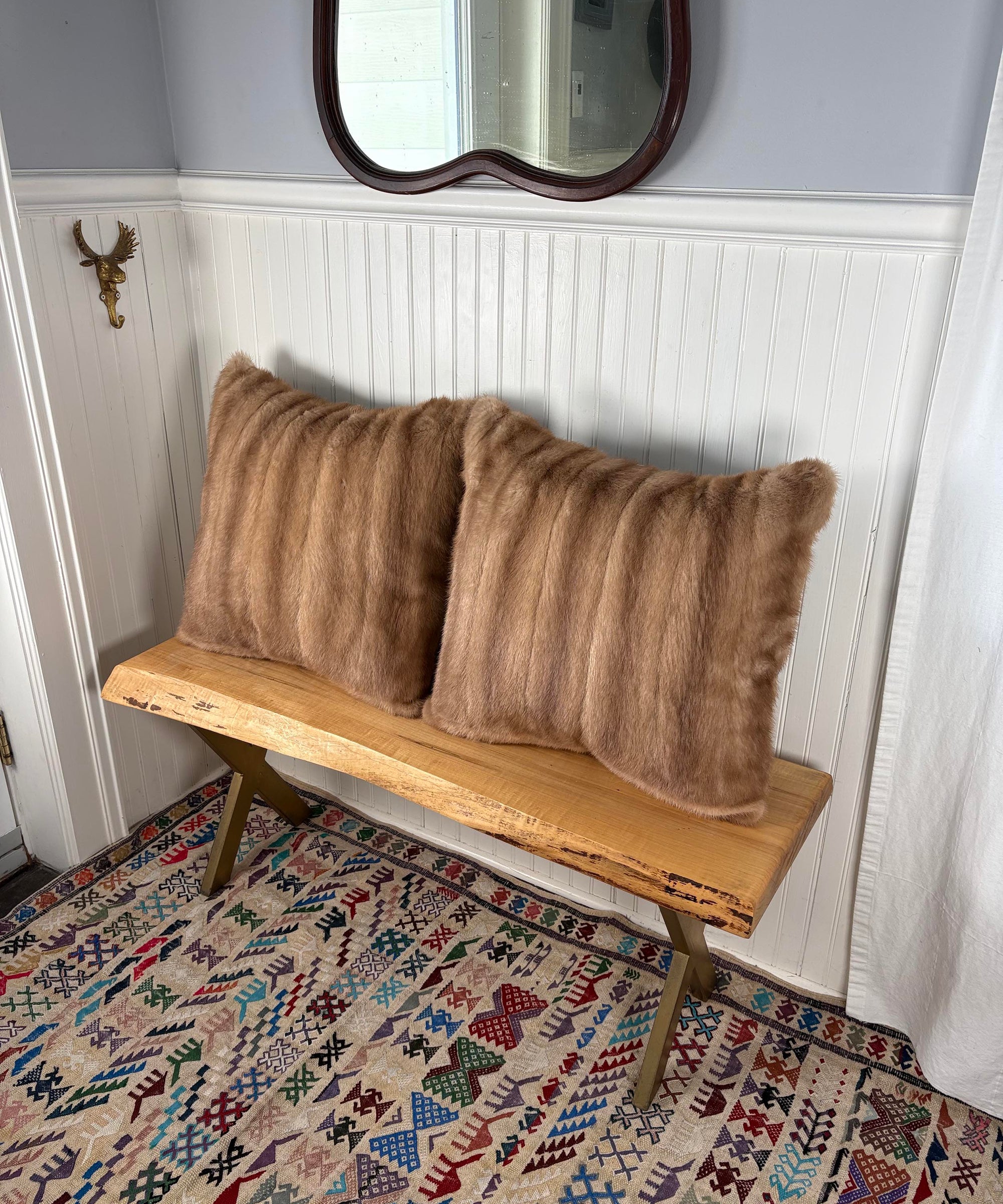 Reclaimed Autumn Haze Mink Fur Pillow 22 x 22"