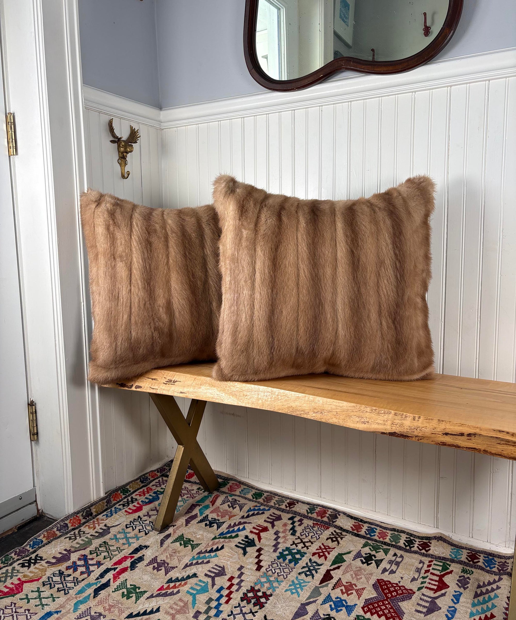Reclaimed Autumn Haze Mink Fur Pillow 22 x 22"