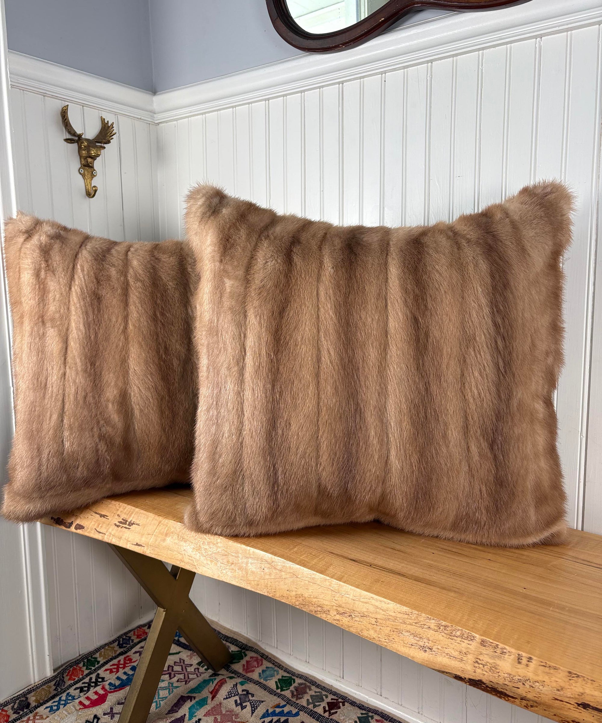 Reclaimed Autumn Haze Mink Fur Pillow 22 x 22"