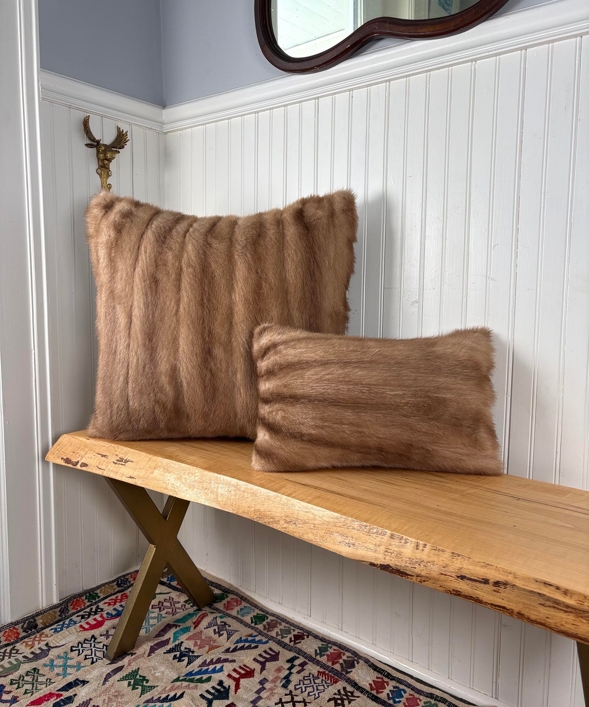 Reclaimed Autumn Haze Mink Fur Pillow 22 x 22"