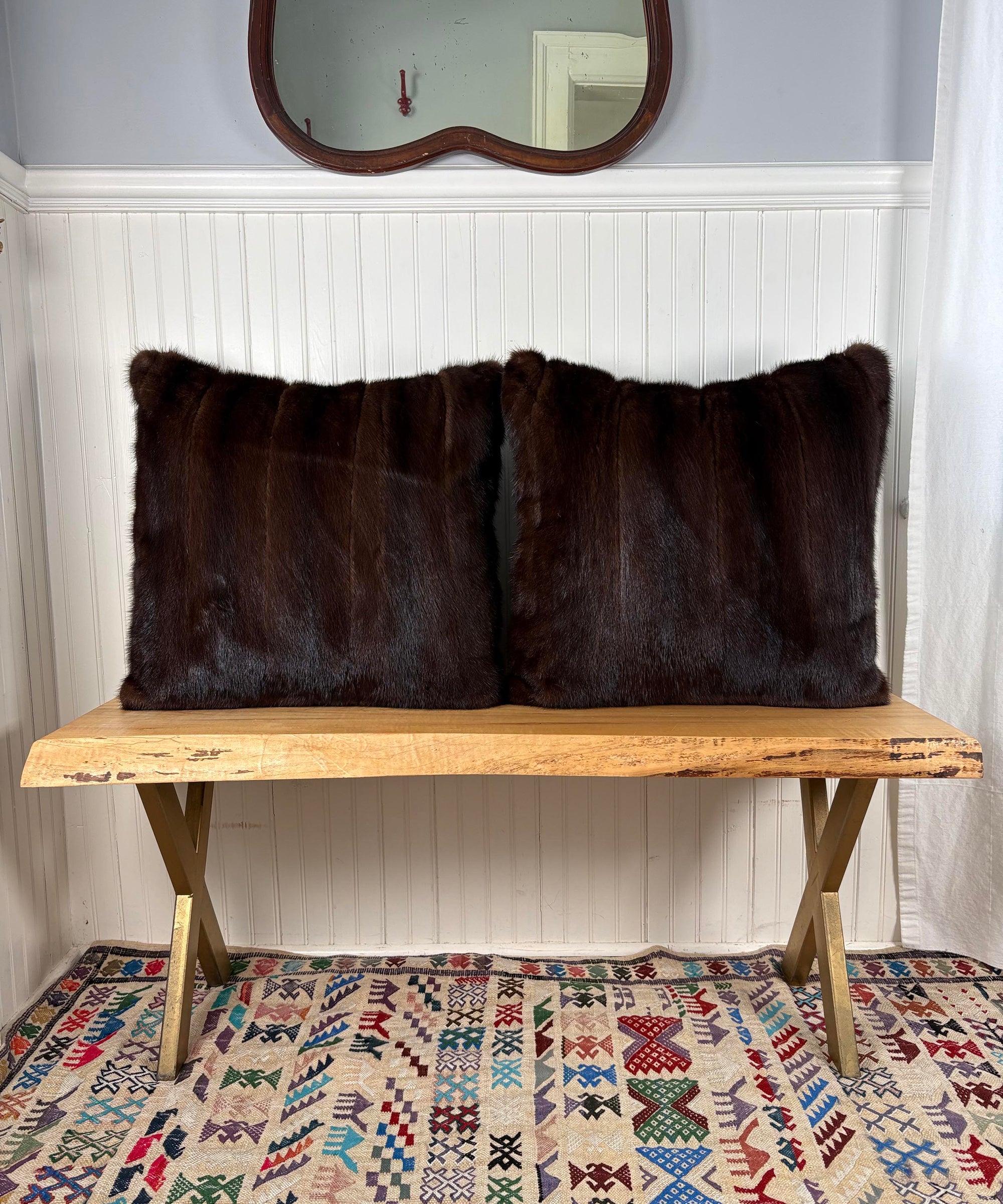 Reclaimed Dark Brown Mink Fur Pillow 22 x 22"