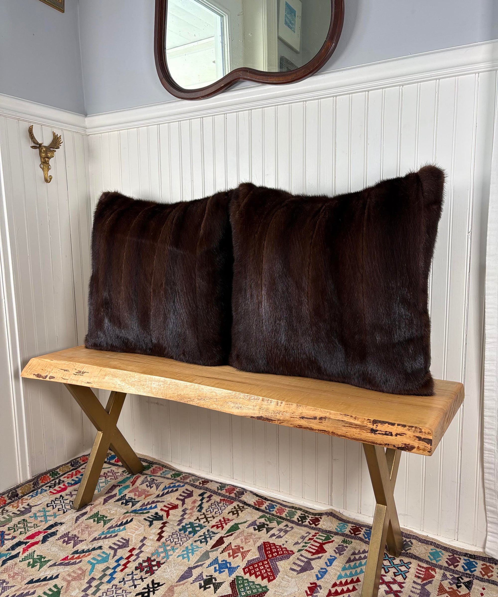 Reclaimed Dark Brown Mink Fur Pillow 22 x 22"