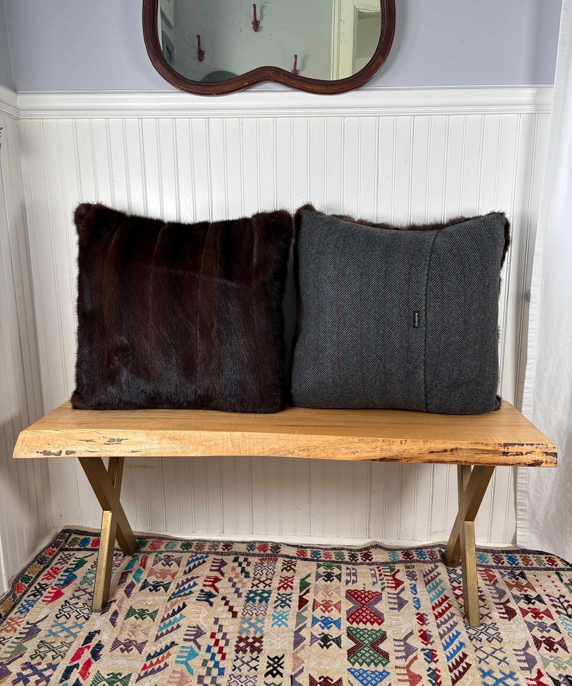 Reclaimed Dark Brown Mink Fur Pillow 22 x 22"