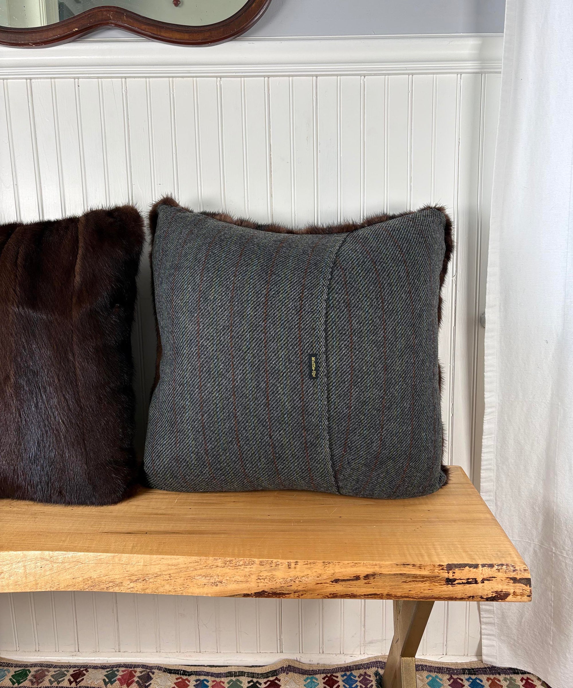 Reclaimed Dark Brown Mink Fur Pillow 22 x 22"