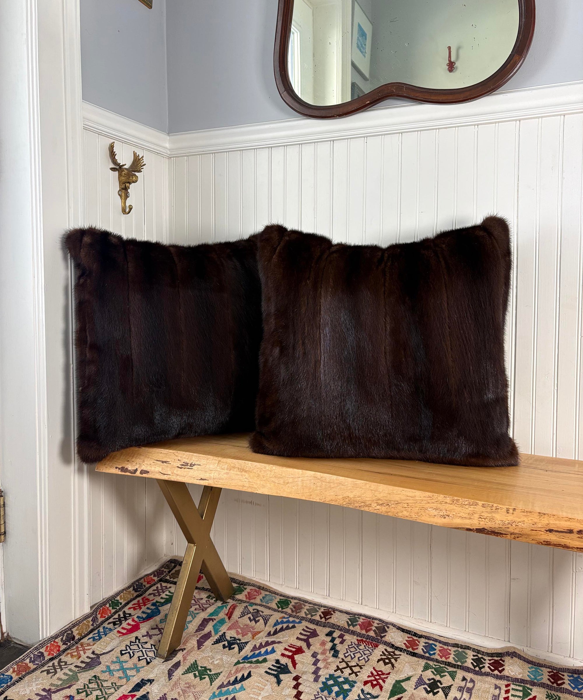Reclaimed Dark Brown Mink Fur Pillow 22 x 22"