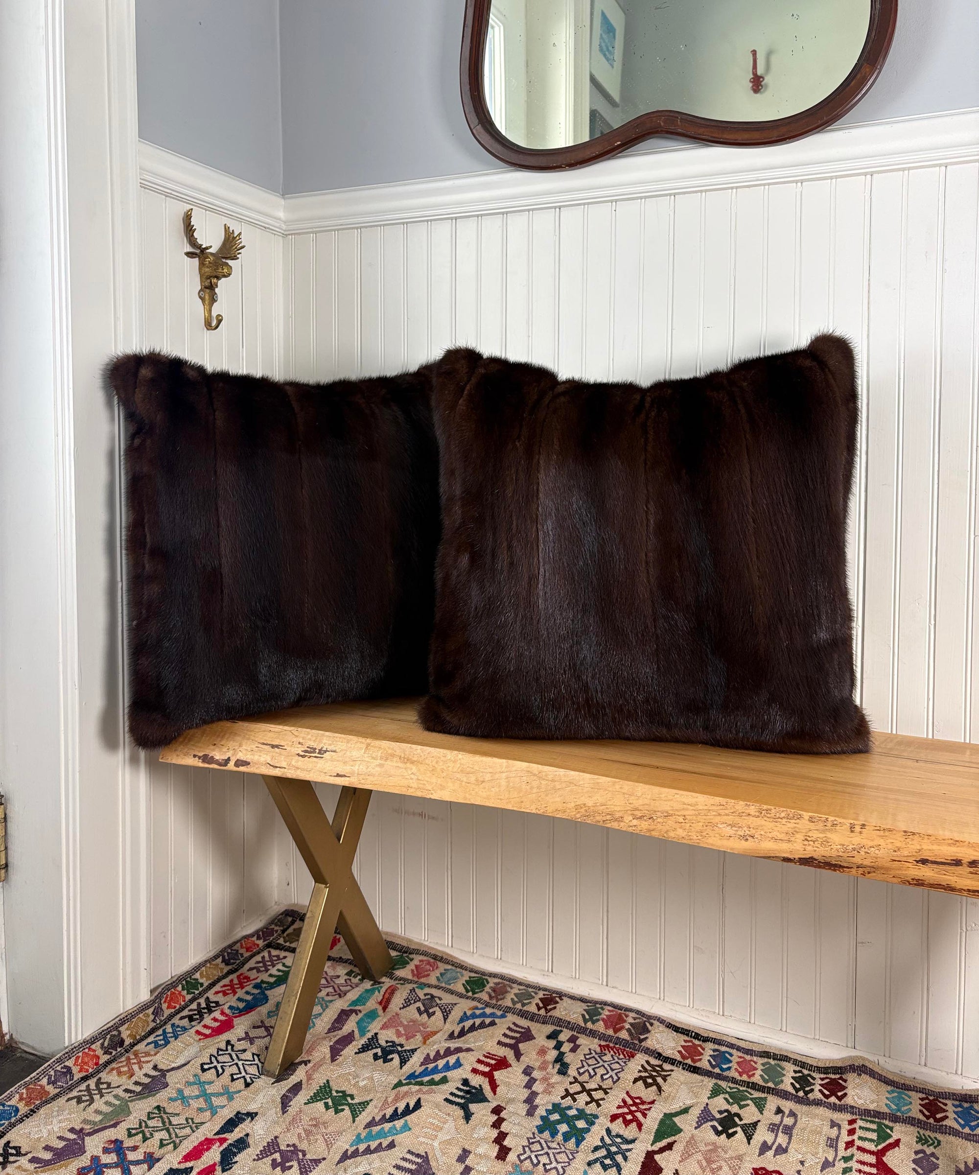 Reclaimed Dark Brown Mink Fur Pillow 22 x 22"