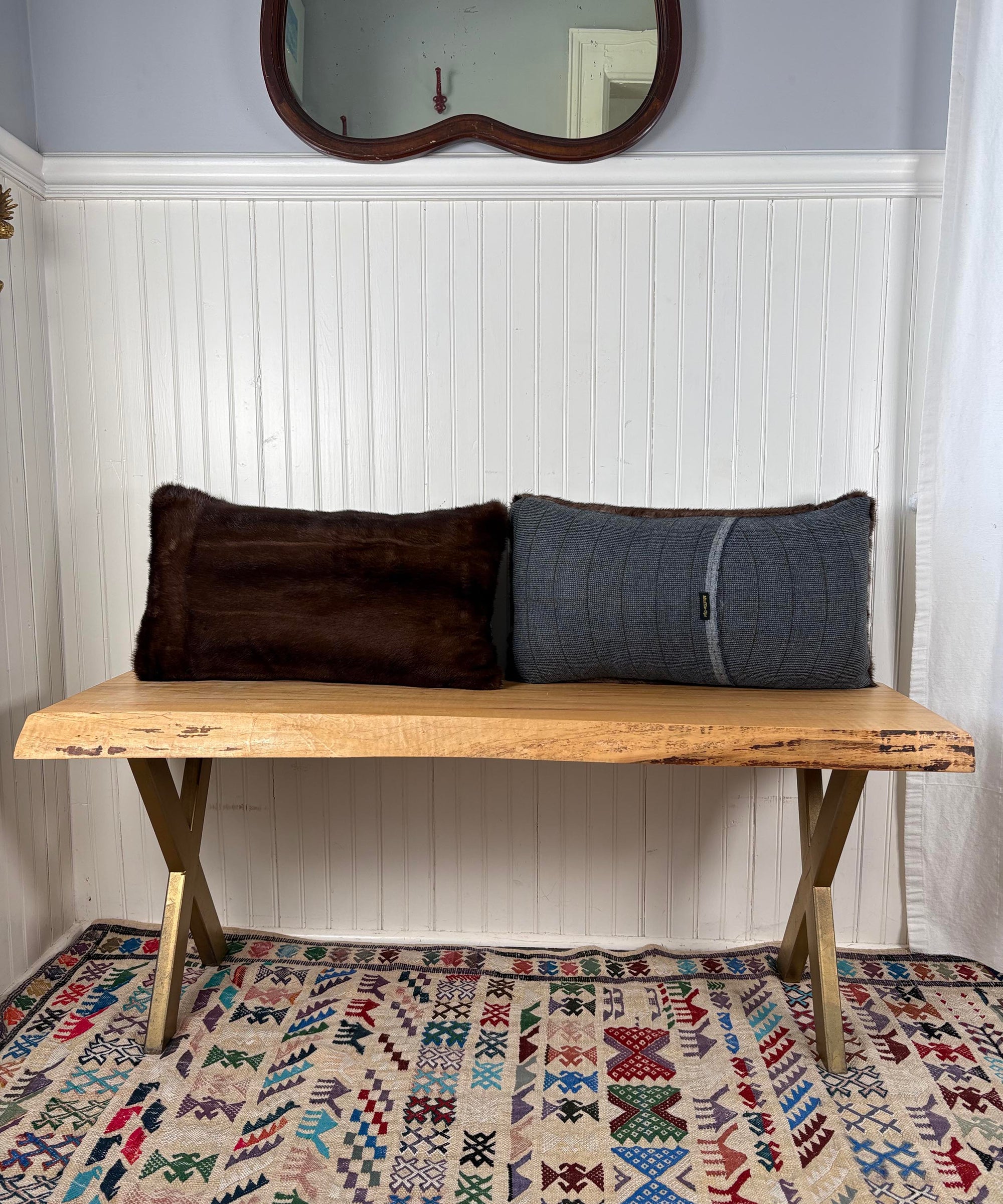 Reclaimed Dark Brown Mink Fur Pillow 13x22", 13x19"
