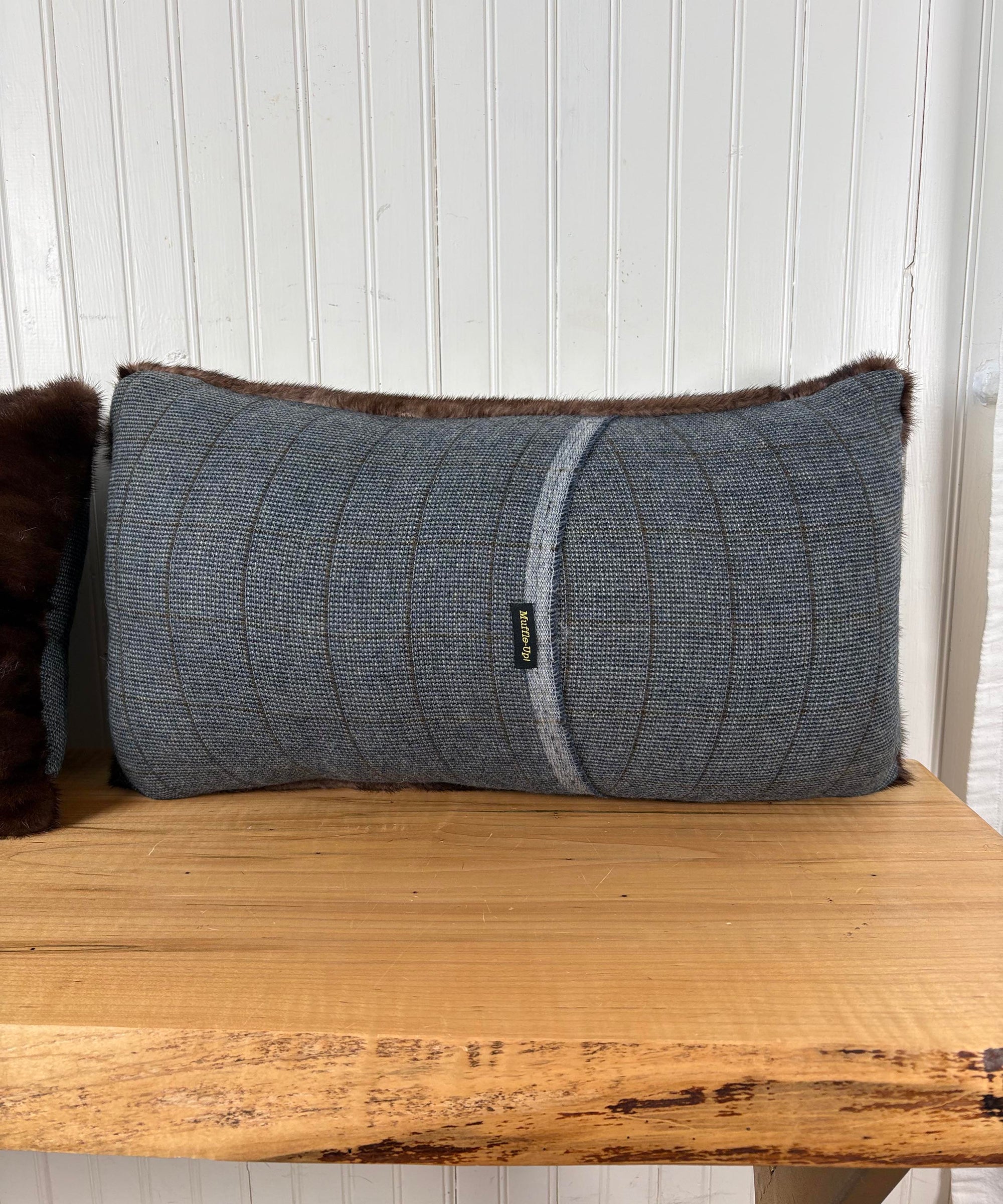 Reclaimed Dark Brown Mink Fur Pillow 13x22", 13x19"