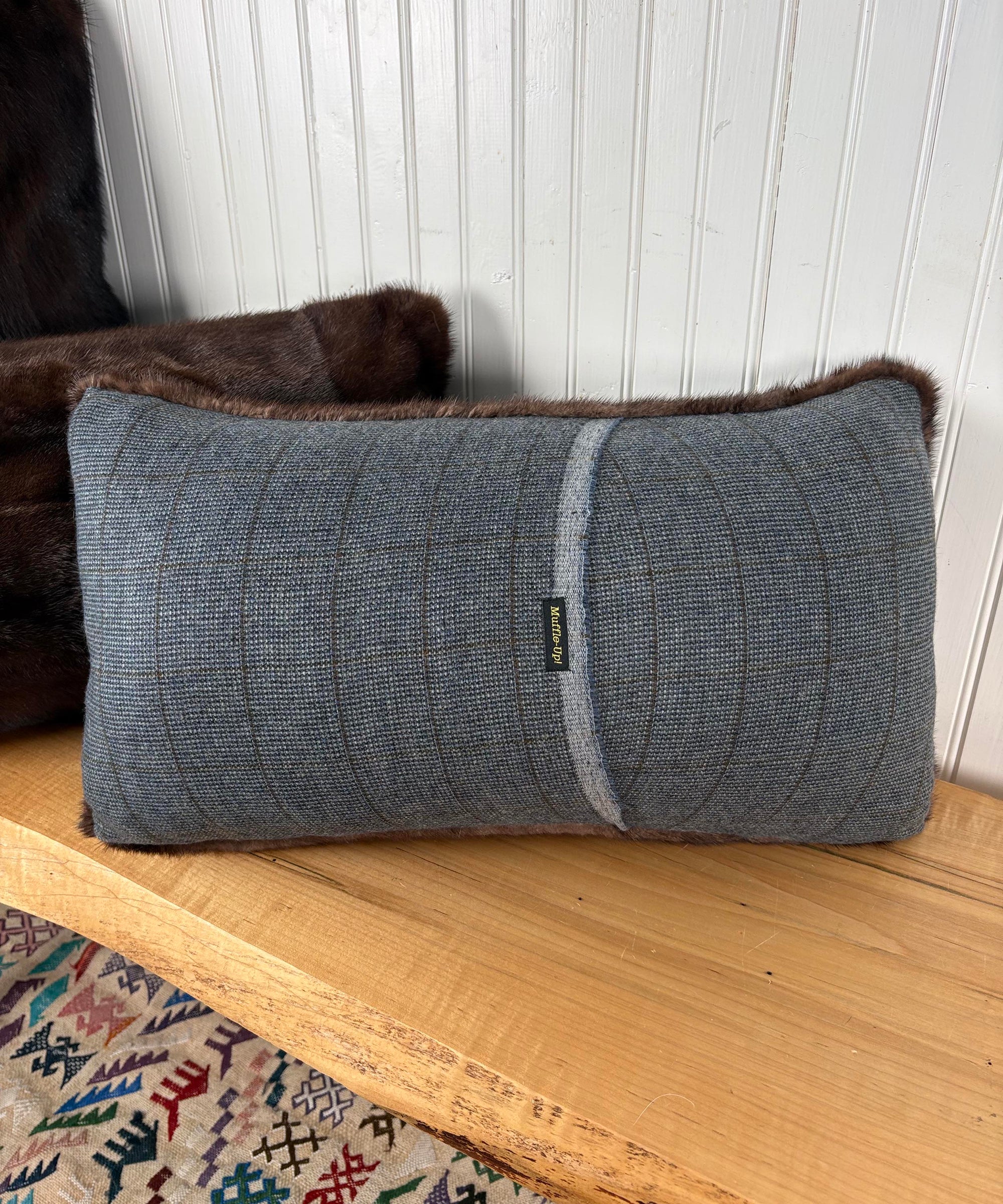 Reclaimed Dark Brown Mink Fur Pillow 13x22", 13x19"