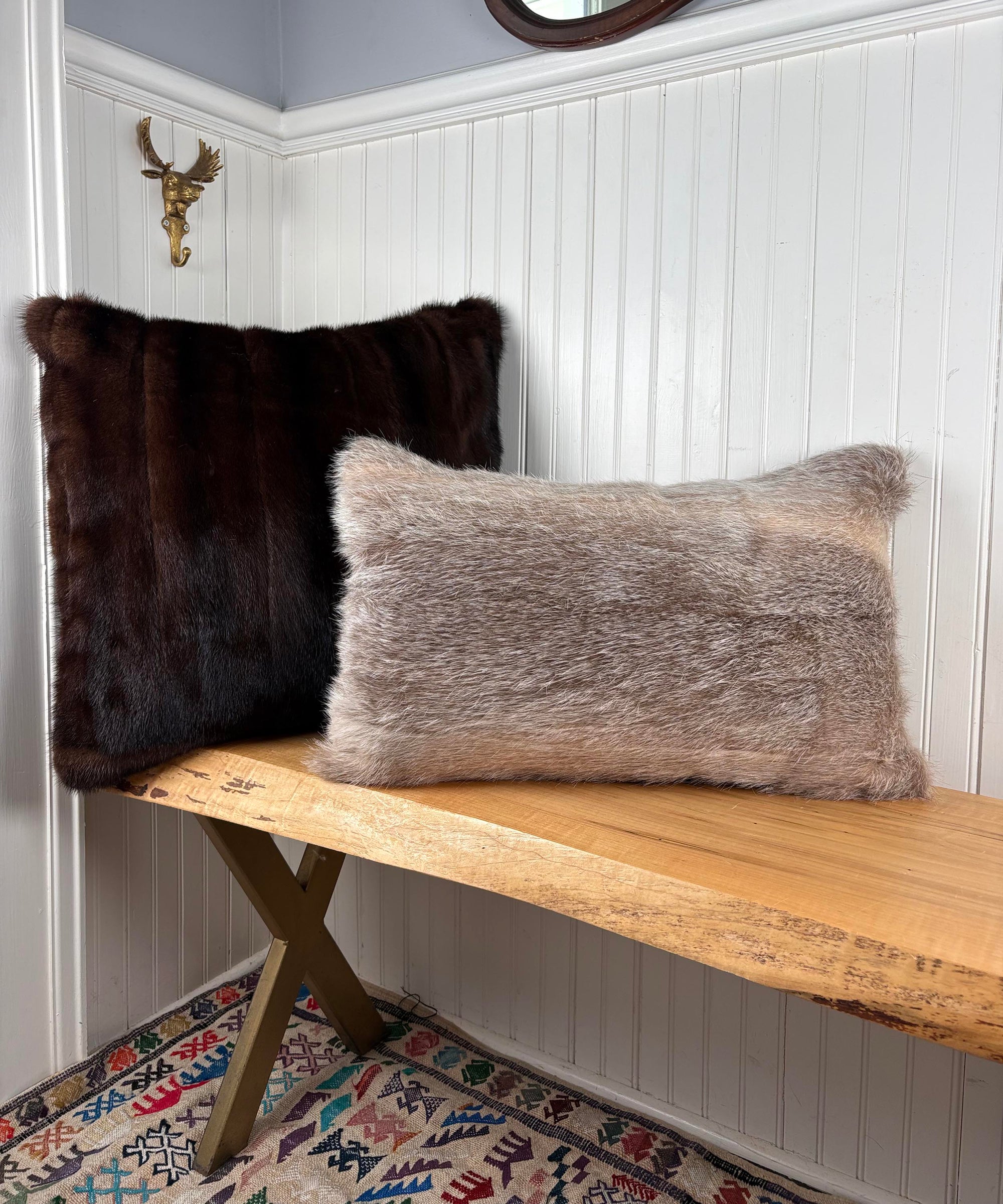 Reclaimed Nutria Fur Pillow 13x22"