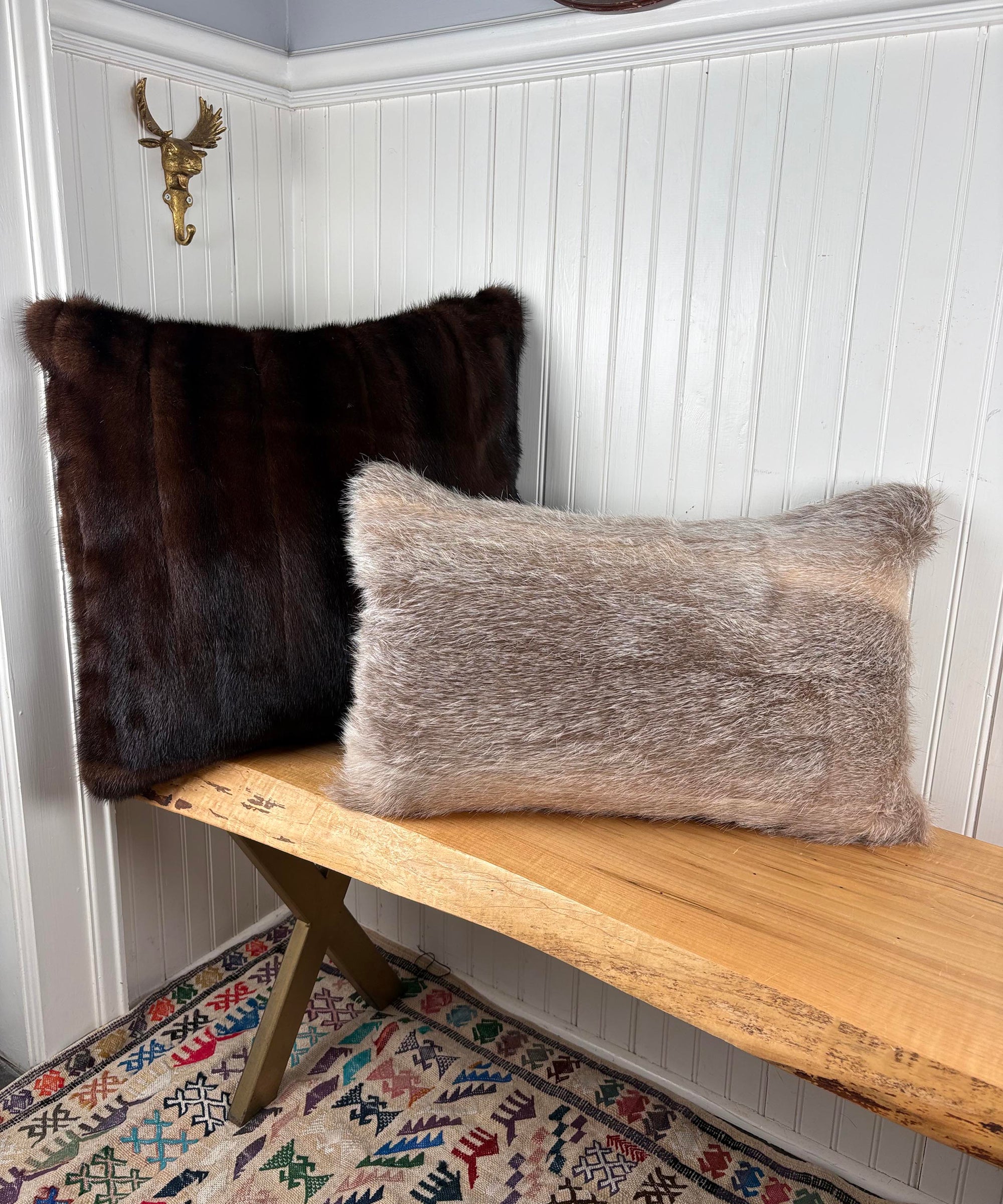 Reclaimed Nutria Fur Pillow 13x22"