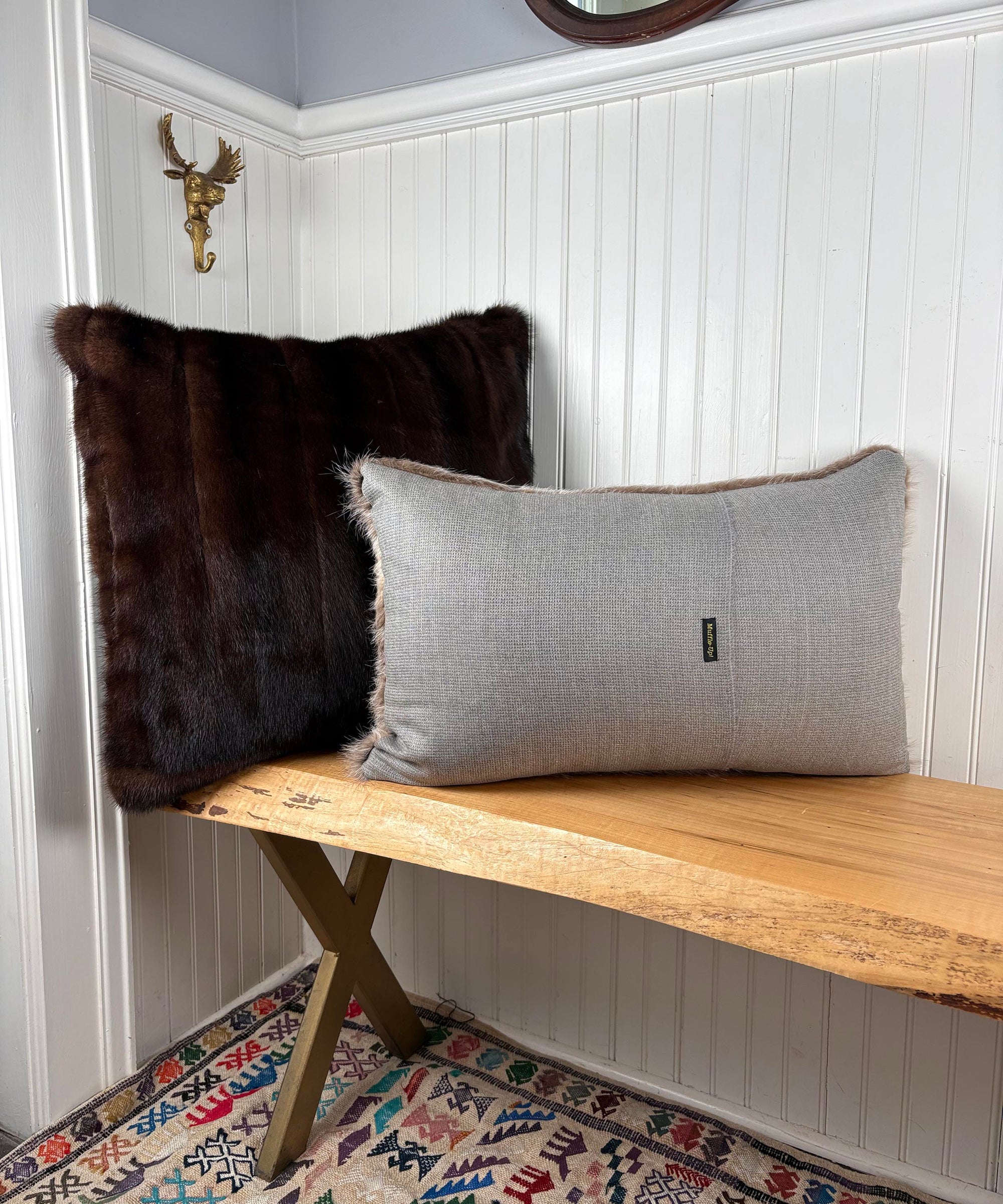 Reclaimed Nutria Fur Pillow 13x22"