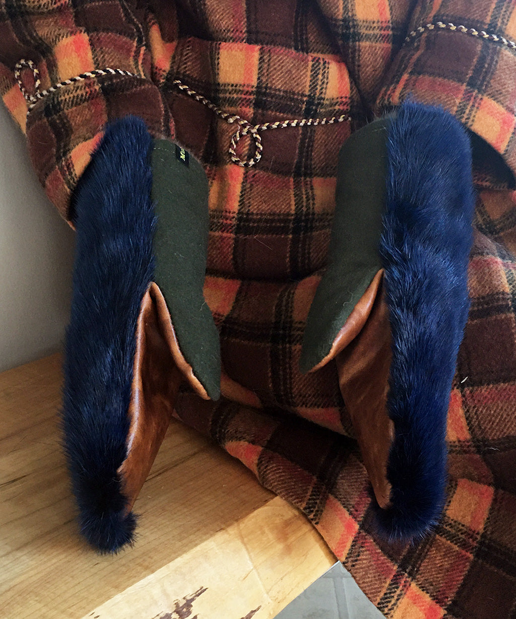Women's Medium Eco-Friendly Real Fur Mittens - Blue Mink