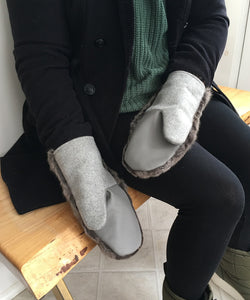 Real Fur Mittens. Gray squirrel fur mittens with fur lining. Fur lined Mittens for raynauds. warmest furry mittens made in Canada