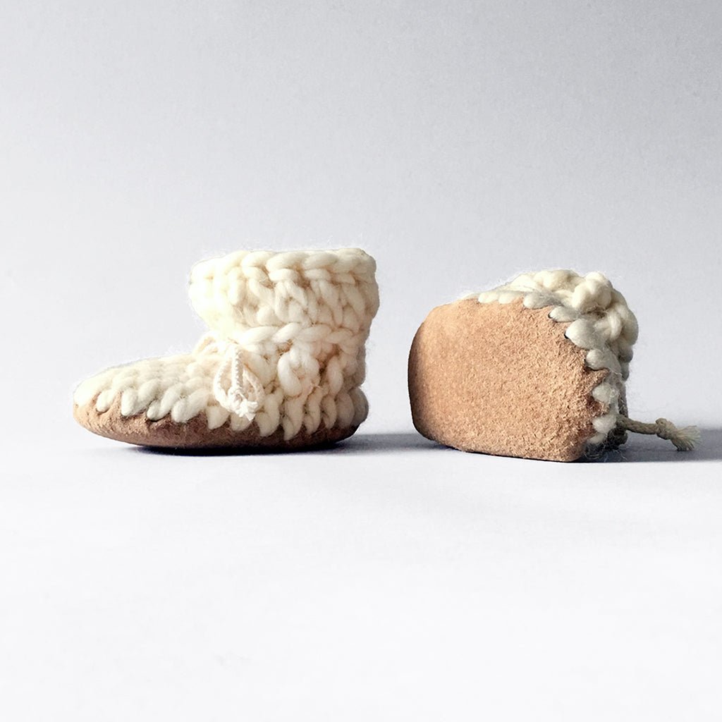 Handmade Toddler Kids Wool Slippers Ivory - Main Image