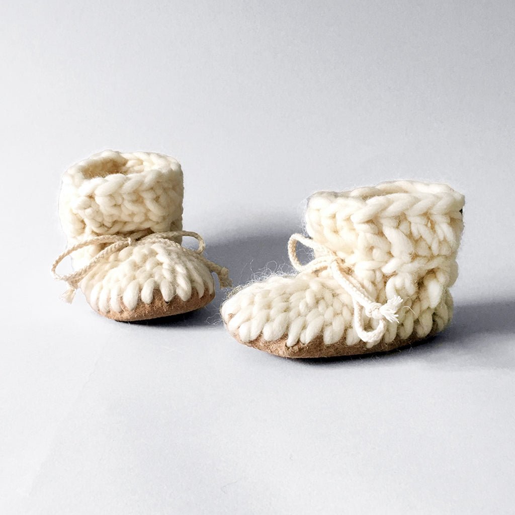 Handmade Toddler Kids Wool Slippers Ivory - Main Image