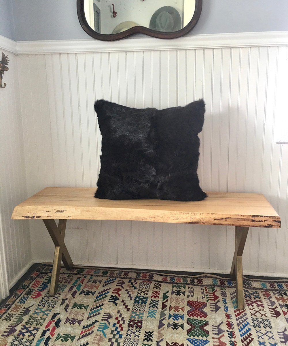 real rabbit fur throw cushion  made from vintage fur coats. fur upcycle idea, what should I do with my fur coat? Fur coat ideas. Made in Canada