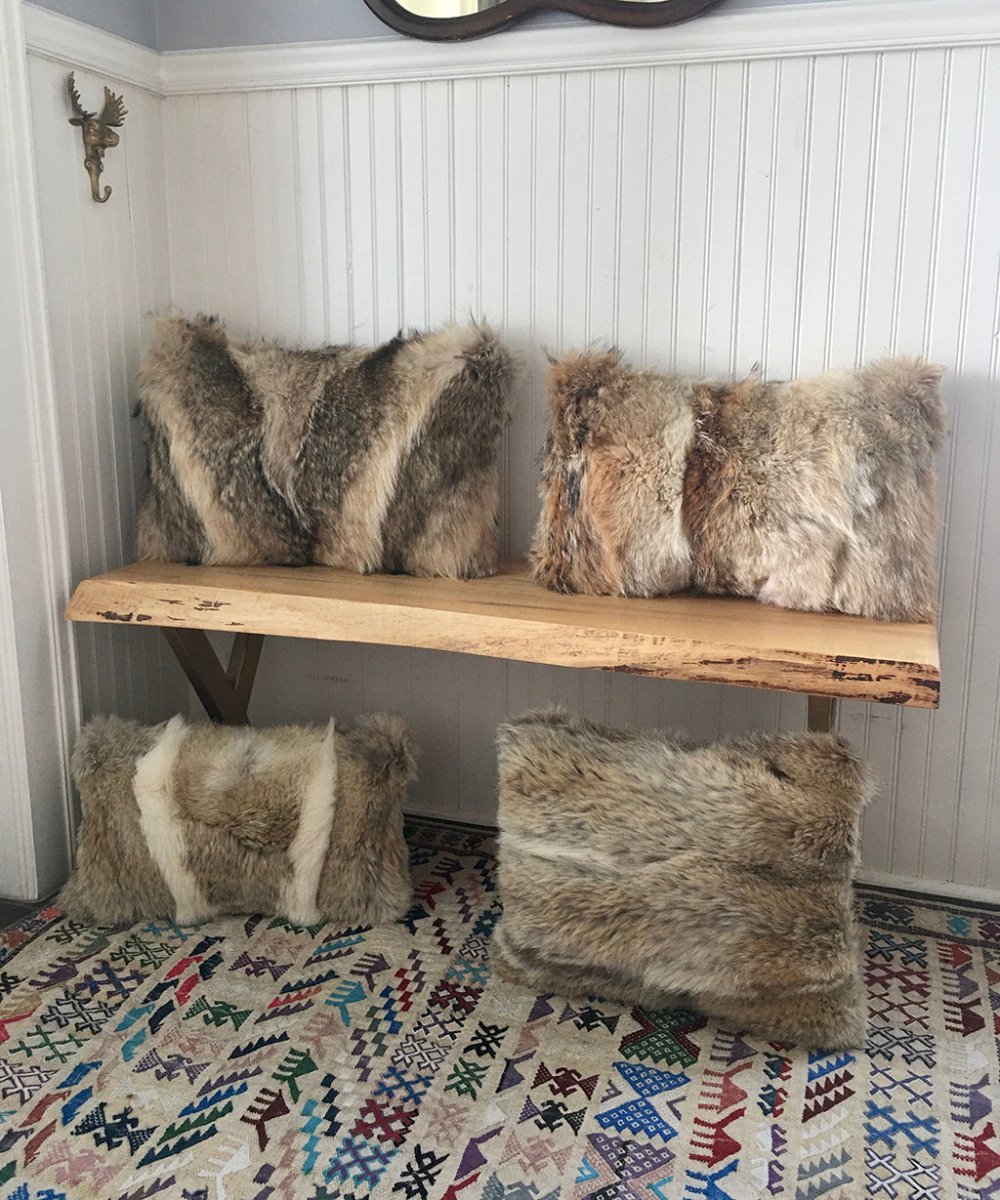 Reclaimed Coyote Fur Pillows - Various Lumbar Sizes - Muffle - Up!