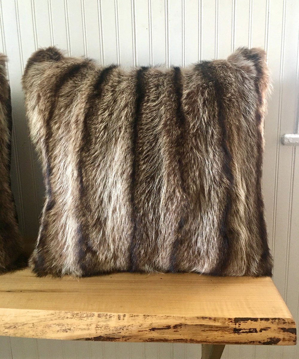 Reclaimed Raccoon Fur Pillow 22 x 22" - Muffle - Up!