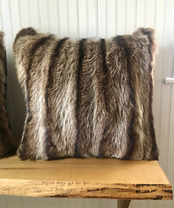 Reclaimed Raccoon Fur Pillow 22 x 22" - Muffle - Up!
