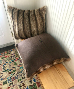Reclaimed Raccoon Fur Pillow 22 x 22" - Muffle - Up!