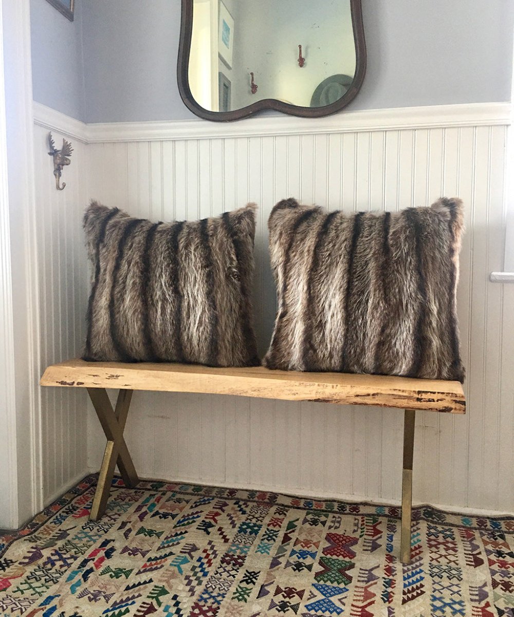Reclaimed Raccoon Fur Pillow 22 x 22" - Muffle - Up!