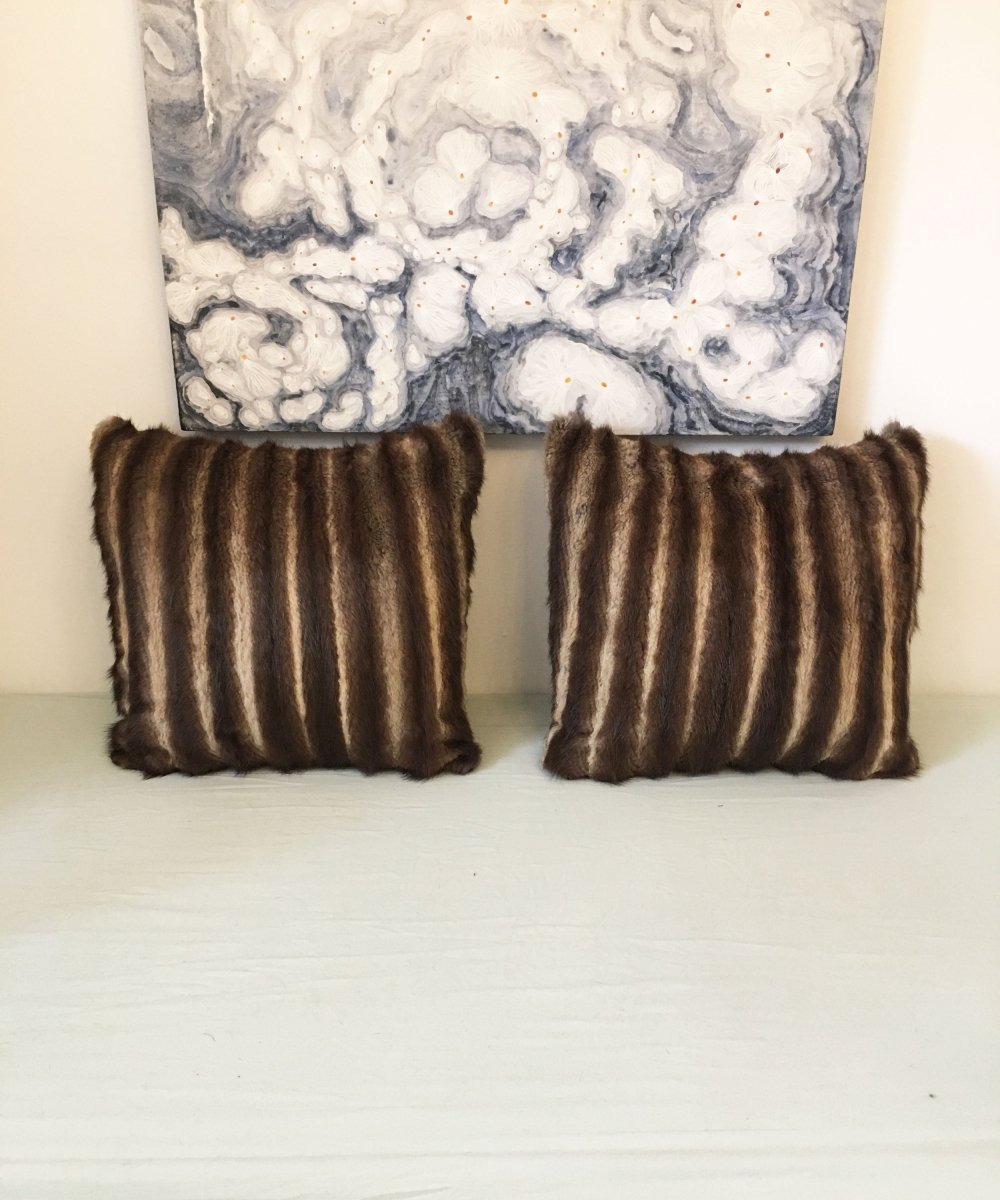Reclaimed Striped Fur Pillow 22 x 22" - Muffle - Up!