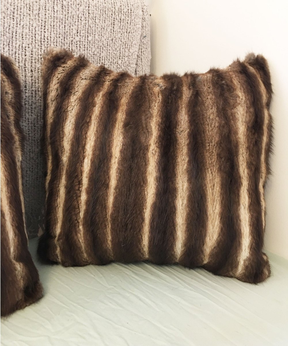 Reclaimed Striped Fur Pillow 22 x 22" - Muffle - Up!