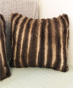Reclaimed Striped Fur Pillow 22 x 22" - Muffle - Up!