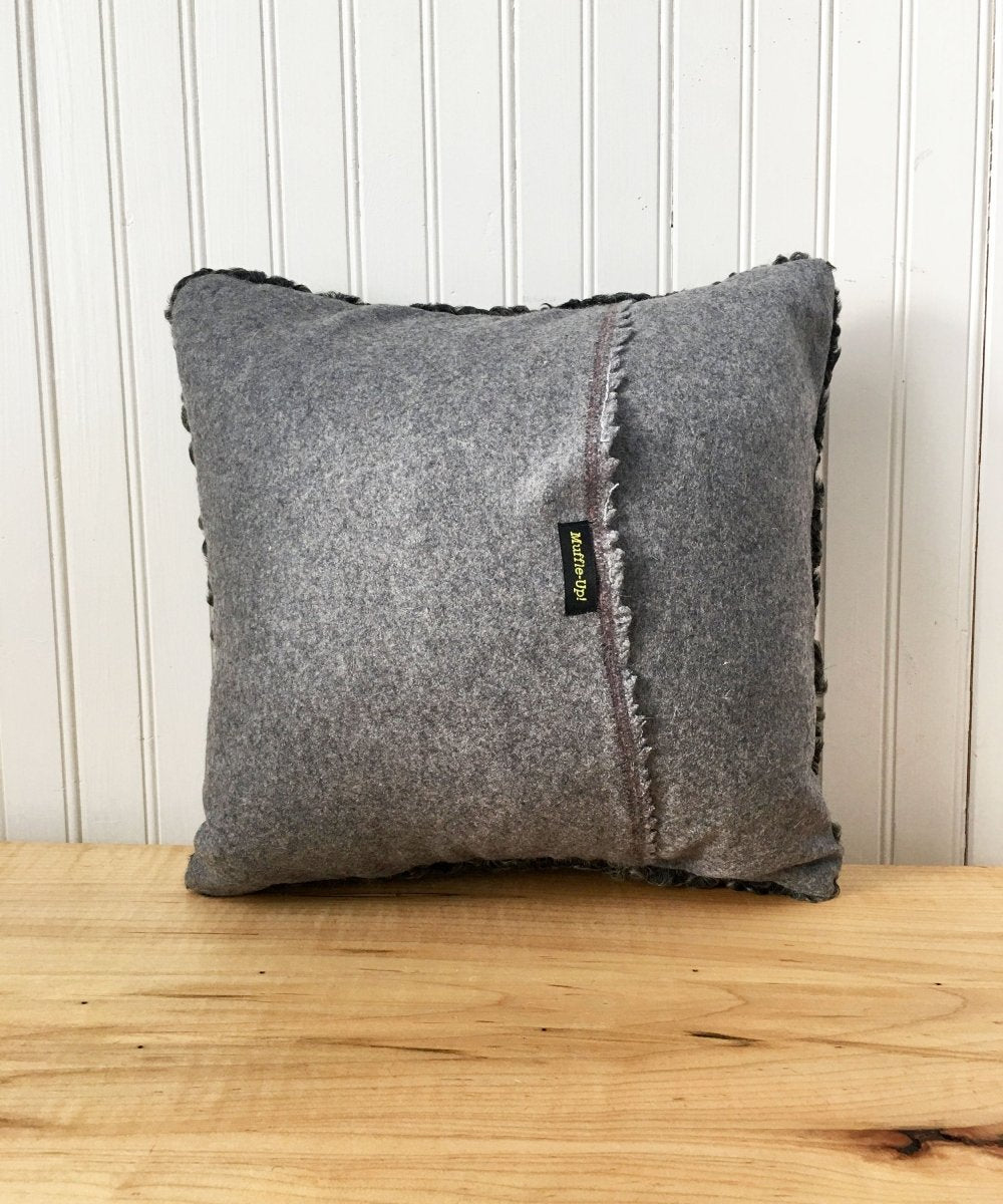 Square Fur Accent Pillows, 14" x 14", Dark Gray Persian Lamb - Muffle - Up!