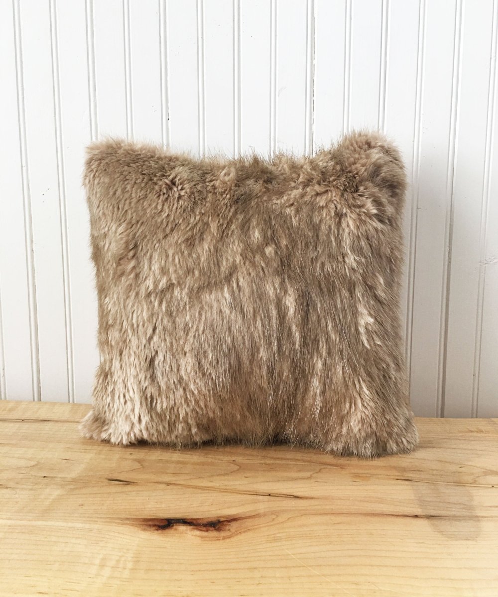 Square Fur Accent Pillows, 14" x 14", Golden Muskrat - Muffle - Up!