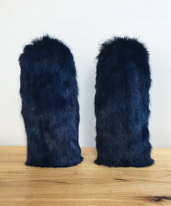 Women's Medium Real Fur Mittens - Blue Mink - Muffle - Up!
