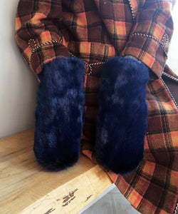 Women's Medium Real Fur Mittens - Blue Mink - Muffle - Up!