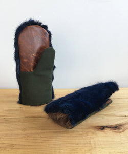 Women's Medium Real Fur Mittens - Blue Mink - Muffle - Up!