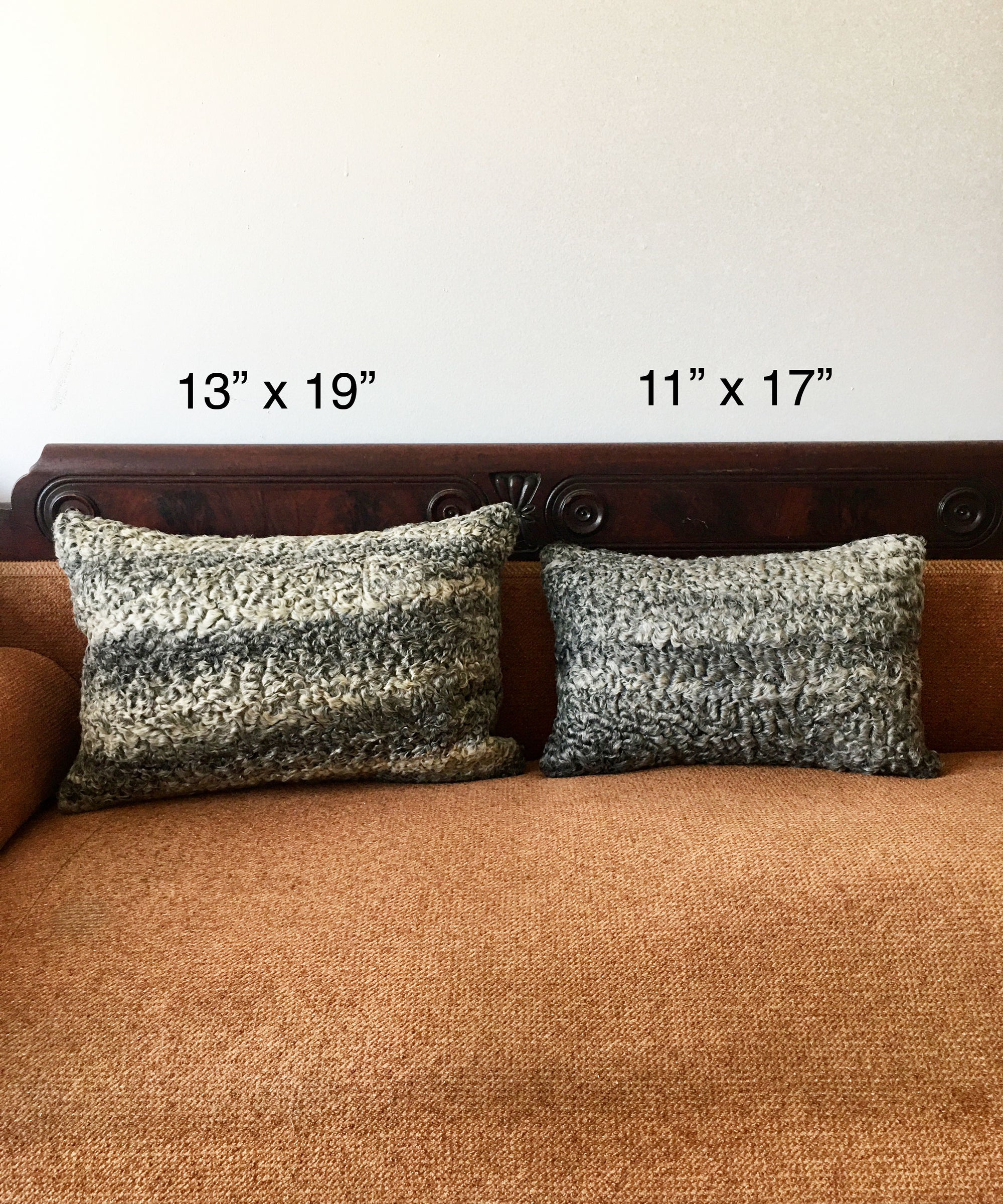 Reclaimed Gray Sheep Fur Pillow 13" x 19"