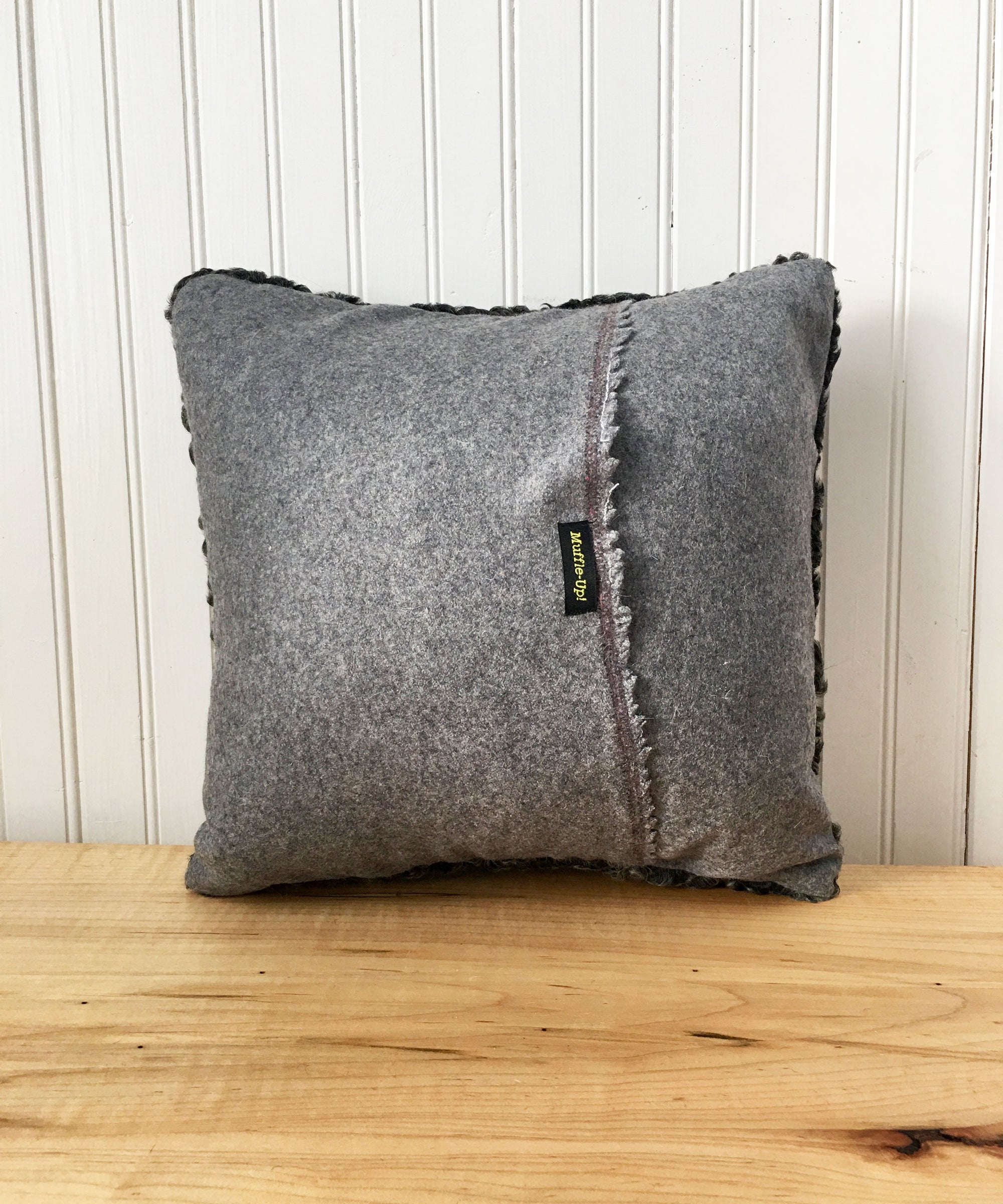 Square Fur Accent Pillows, 14" x 14", Dark Gray Persian Lamb